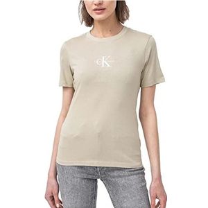 Calvin Klein Jeans Dames T-shirt met korte mouwen met Monogram-logo, Wheat Fields