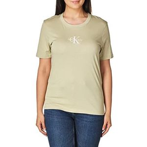 Calvin Klein Jeans Dames T-shirt met korte mouwen met Monogram-logo, Wheat Fields