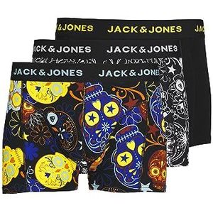 Jack & Jones Jacjames Trunks Set van 3 Noos Boxershorts voor heren (1 stuk), zwart/details: zwart - felgeel.