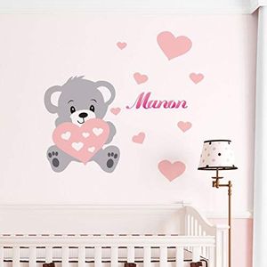 Muursticker met voornaam, personaliseerbaar, voor babykamer, personaliseerbaar - sticker alfabet, decoratie voor kinderkamer, 2 vellen à 30 x 35 cm en 50 x 30 cm – sticker Prenom, roze
