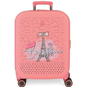Enso Bonjour Cabinekoffer, roze, 40 x 55 x 20 cm, hard, ABS, geïntegreerde TSA-sluiting, 37 l, 2,74 kg, 4 dubbele wielen, handbagage, koraal, Maleta, uitbreidbare koffer, Koraal, Uittrekbare koffer
