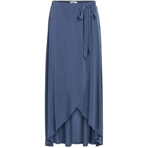 Object Vrouwelijke maxi-rok met wikkeleffect, Donkere jeans blauw