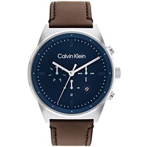 Calvin Klein Herenhorloge, analoog, kwarts, met leren band, blauw 25200300, Blauw