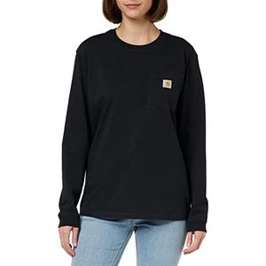 Carhartt Carhartt dik T-shirt met lange mouwen en zak, losse pasvorm, T-shirts voor dames (1 stuk), zwart.