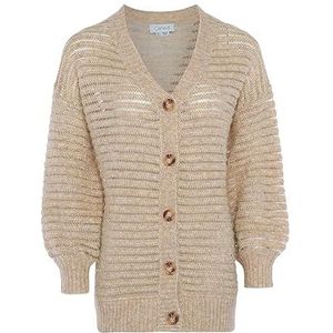 Caneva Cardigan long en tricot pour femme avec découpe en V Crème Taille XL/XXL, crème, XL