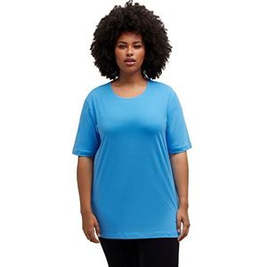 Ulla Popken Basic T-shirt voor dames, ronde hals, casual, met halve mouwen, hemelsblauw, 50/52 DE, Sky Blue75, Sky Blue75
