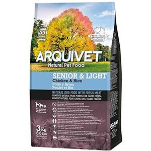 ARQUIVET Arquivet Senior & Light Droogvoer voor volwassen honden, kip en rijst, 3 kg, natuurlijk voer voor oudere of zwaardere honden, vanaf 7 jaar, droogvoer voor honden