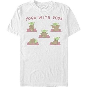 Star Wars T-shirt unisexe Yoga With Yoda Organic à manches courtes, Blanc., XXL
