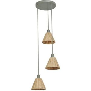 LEDVANCE Groene 3-vlam Decor Raffia Plate bast en metalen hanglamp, E27, 430 mm diameter, lampenkap gemaakt van gerecycled materiaal, duurzaam door vervangbare lichtbron, eenvoudige installatie