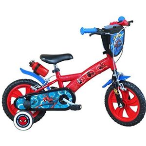 Atlas Spiderman fiets 12 inch met 2 remmen, decoratieve voorplaat, spatbescherming, behuizing en stabilisator, achterbumper, jongens, rood en blauw