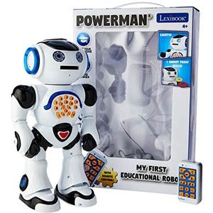 Lexibook ROB50EN Powerman Sprekend op afstand bestuurd wandelspeelgoed voor kinderen vanaf 4 jaar, wit/zwart