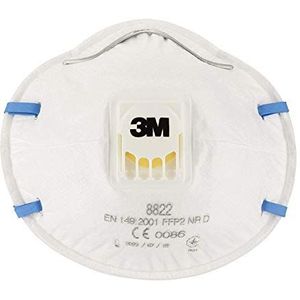 3M - Stofmasker voor handmatig en machinaal schuren 8822, Ffp2, ventiel, 3 stuks