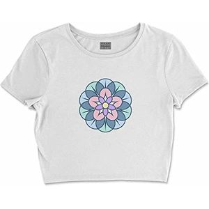 Bona Basics, Basic T-shirt met digitale print voor dames, 100% katoen, wit, casual, maat: M, wit, M, Wit
