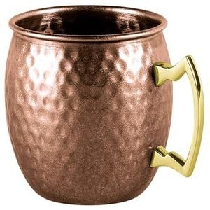 APS 93311 Moscow Mule mok, diameter 9 cm, hoogte 10 cm, 0,5 l, roestvrij staal, koperlook, gehamerd oppervlak, hoogglans gepolijst