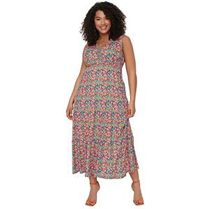 Trendyol Oversized basic gebreide maxi-jurk voor dames, extra kleurrijk, maat XL, zeer kleurrijk, XL, Zeer kleurrijk