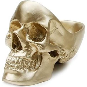 Suck UK Skull Tidy Schedelschaal, pennenhouder, opbergdoos voor accessoires, skelet sieradenhouder, schedelvorm, decoratie, voor munten, cosmetica, goud