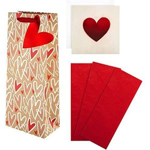 Hallmark Liefdeskaart, flessenzak en zakdoeken, motief hart