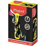 Maped - 12 markeerstiften Neon Peps Flex – doos van 100% karton met 12 markeerstiften – kleur geel meerkleurig