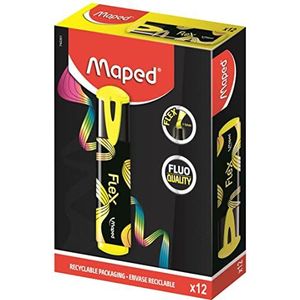 Maped - 12 markeerstiften Neon Peps Flex – doos van 100% karton met 12 markeerstiften – kleur geel meerkleurig