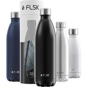 FLSK De originele New Edition drinkfles van roestvrij staal • 1000 ml • geschikt voor koolzuur • thermosfles houdt 18 uur warm en 24 uur koud • BPA-vrij en roestvrij • zwart
