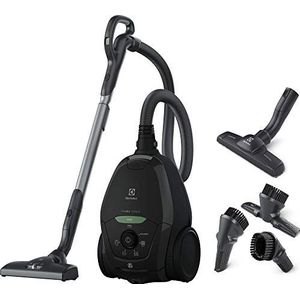 Electrolux Pure D8 GREEN, stofzuiger met zak, ongelooflijk stil, 57 dB, milieuvriendelijk, 75% gerecyclede materialen, meerdere oppervlakken, intelligente automatische prestaties, PD82-GREEN, zwart