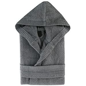 Top Towel Badjas uniseks - badjas voor dames of heren - badjas met capuchon - 100% katoen - 500 g/m² - badstof badjas, grijs.