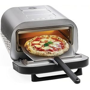 MACOM Just Kitchen 884 Professional Pizza Oven, professionele pizzaoven, 2 minuten koker, verwarmt tot 400°, afneembare vuurvaste stenen bakplaat, 32 cm, 1700 W