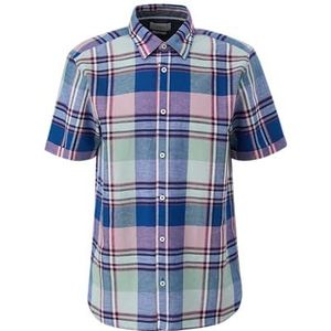s.Oliver Chemise à manches courtes à carreaux en mélange de lin, bleu, multicolore 33n2, M