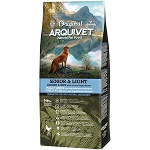 ARQUIVET Origineel – Senior & Light – kip en rijst – 12 kg – denk voor oudere volwassen honden – kip en rijst – hondenvoer – droogvoer voor honden – hondenvoer