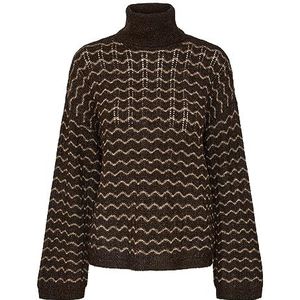 PIECES Pcjoyce Ls Oversize Roll Neck Knit BC Sweater voor dames, Mol/patroon: fossiel