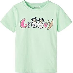 NAME IT Nmfdenice SS Top Box T-shirt sans manches Filles, Multicolore - vert/cendre (green ash), 98