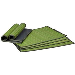 Relaxdays Tafelloper, bamboe, 6 stuks, rechthoekig, antislip, wasbaar, groen, 30 x 45 cm