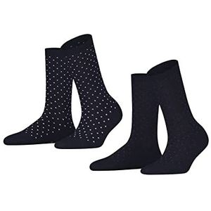 ESPRIT Fine Dot Sokken voor dames, katoen, zwart, grijs, meerdere kleuren, versterkt, fijne patronen, kleurrijke stippen, 2 paar, Blauw (Navy 6120)