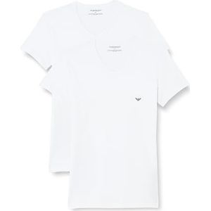 Emporio Armani 2 stuks T-shirt met V-hals voor heren, wit/wit
