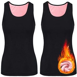 2 stuks fleece tanktops voor dames - Mouwloos - Thermisch ondergoed - Thermisch katoenen onderhemd, zwart, M, zwart., M