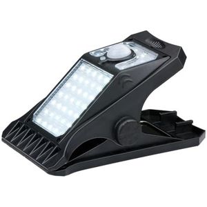 Grundig Zonnelamp voor buiten, clip, zonnelamp met bewegingssensor, buitenlamp met koud wit licht, 3 verschillende lichtmodi, batterijduur 6-8 uur