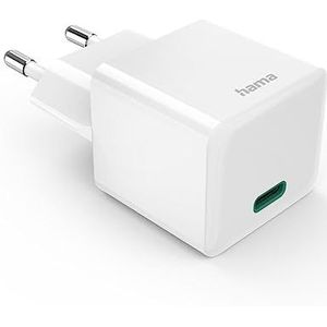 Hama USB-C oplader 30 W (USB-C-netadapter, snel opladen, PD/Qualcomm®/GaN, mini-oplader laptop tablet smartphone powerbank, iPhone, iPad Pro MacBook Air Samsung Galaxy) wit