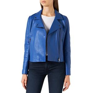 BOSS dames leren jas, blauw open