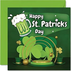 St. Patrick's Day Day Kaart - Ierse dagkaarten met klaverblad voor mama, papa, tante, oom, vriend, opa, broer, zus, 145 mm x 145 mm
