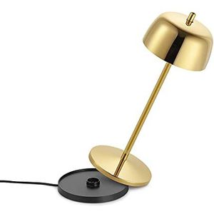 LA VILLE LUMIÈRE LVL THETA Led-tafellamp, draadloos, oplaadbaar, dimlamp voor binnen- en buitenverlichting, IP65, lampenkap, bedlampje, voor slaapkamer, 2700-4000 K, 9-24 uur. (goud)