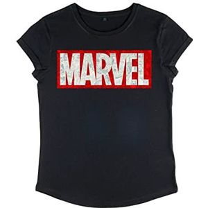 Marvel Comic Strips dames T-shirt, rolarm, zwart, XL, zwart.