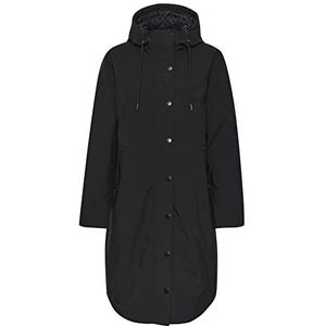 KAFFE Women's Coat Jacket Parka Outerwear Hooded Long Sleeve Longline Dames Black Deep, 42, Black Deep