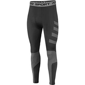 AMZSPORT Compressie-legging voor heren, hardloopbroek, nieuwe generatie sport- en gymlegging, Zwart-116004