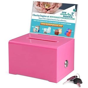 MCB Hoogwaardige acryl urn met slot voor geschenken en suggesties, veilige en veilige doos voor visitekaartjes en evenementen (roze)