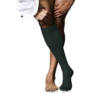 FALKE Heren nr. 10 lange ademende sokken katoen lichte glans versterkt platte naad met fijn geribbelde tenen effen elegant voor kleding en werk 1 paar, Groen (Hunter Green 7441)
