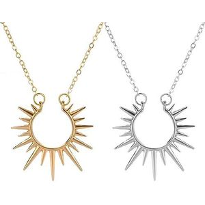 Liitata Halsketting met hanger in de vorm van de zon, voor meisjes en vrouwen, goud/zilver, 2 stuks