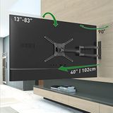 Barkan Wandhouder 102 cm lang voor 13-83 inch draaibaar/kantelbaar/volledige beweging, tv-beugel tot 50 kg, extra lange verlenging, voor OLED LCD, VESA max. 600 x 400, BM443XL