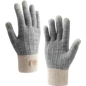 Homealexa Winterhandschoenen, touchscreen-handschoenen, gebreide vingerhandschoenen, warm en winddicht, winterhandschoenen voor sport, skiën, fietsen en sms-en, geschikt voor dames en heren (grijs)