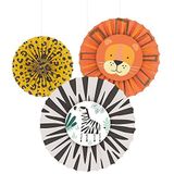 Amscan 9909361 - 6 stuks Get Wild decoratieve papieren waaiers Safari hangdecoratie