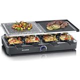 SEVERIN Raclette voor 8 personen, natuurlijke baksteen, omkeerbaar, anti-aanbaklaag, thermostaat, verstelbaar, zwart, RG 2371